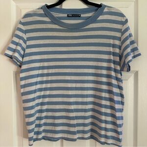 ZARA blue and white striped shirt